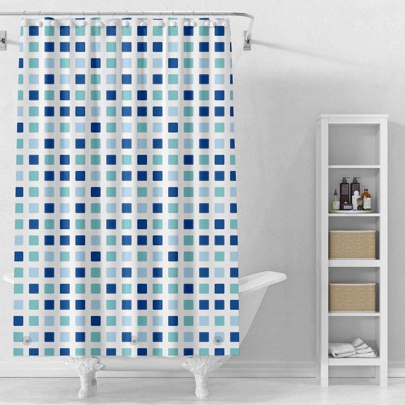 TIKABC Shower Curtain Liner, 4G PEVA Shower Liner, Plastic Peva Waterproof Shower Curtains, 72x72 inch with Grommet Holes 3 Magnetic Weights - Image 1